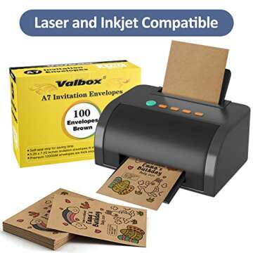 ValBox 5x7 Envelopes for Invitation 100 Qty A7 Envelopes Self Seal Brown, Kraft Paper Envelope for 5x7 Cards, Weddings, Baby Shower, Stationery, Office, 5.25 x 7.25 Inches