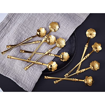 10 Pcs Flower Spoon Coffee Teaspoon Set, Stainless Steel Tableware Creative Dessert Spoons Sugar Spo...