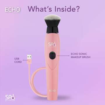 Spa Sciences ECHO - Makeup Brush for Flawless Blending, Contouring, Highlight & Airbrush Finish - 3 Speeds - Rechargeable