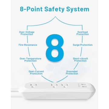 Power Strip Surge Protector with USB Ports for Home and Office