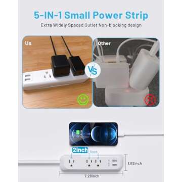 Power Strip Surge Protector with USB Ports for Home and Office