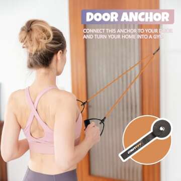 RitFit Single Resistance Exercise Band with Comfortable Handles - Ideal for Physical Therapy, Strength Training, Muscle Toning - Door Anchor and Starter Guide Included (Aqua(12-16lbs))