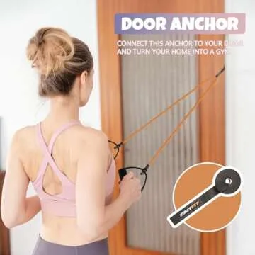 RitFit Single Resistance Exercise Band with Comfortable Handles - Ideal for Physical Therapy, Strength Training, Muscle Toning - Door Anchor and Starter Guide Included (Aqua(12-16lbs))