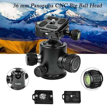 YoTilon Camera Tripod, Horizontal Tripod for Camera Professional Aluminum Alloy Travel Tripod for DSLR with 360° Ball Head Quick Release Plate, Handle Bag for Canon Nikon Sony DSLR Cameras