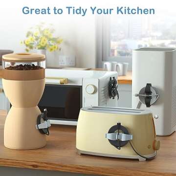 Lancord Cord Organizer for Appliances, 8 Pack Upgraded Kitchen Appliance Cord Organizer Stick On Appliance Wire Organizer Wire Wrapper for Kitchen Appliances Mixers, Coffee Maker, Pressure Cooker