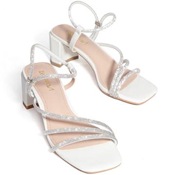 Chic Zelaprox Rhinestone Block Heels for Special Events