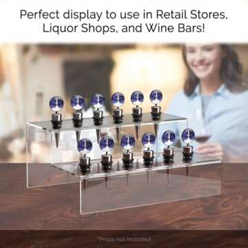 Marketing Holders Wine Bottle Topper Liquor Pourer Display Stand 12 Slot Rack .75 Inch Wide Holes Cl...