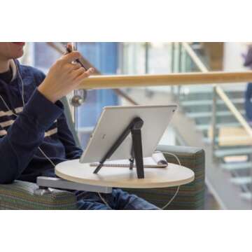 Twelve South Compass 2 for iPad, Black | Mobile Display Stand with Typing Angle for iPad Pro/iPad Air/iPad Mini