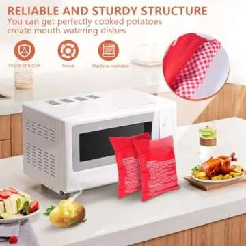 OBTANIM Microwave Potato Bag, 2 Pack of Reusable Microwave Cooker Bag Baked Pouch Potato Bag, Red