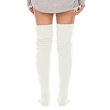 Leoparts Women's Cable Knitted Thigh High Boot Socks Extra Long Winter Stockings Over Knee Leg Warmers