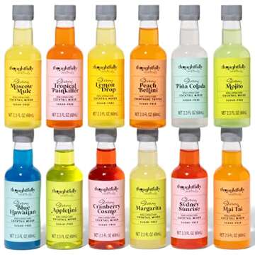 Thoughtfully Cocktails, Skinny Cocktail Mixer Set, Vegan and Vegetarian, Flavors Include Margarita, Moscow and More, Set of 12 (Contains NO Alcohol)