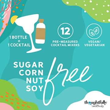 Thoughtfully Cocktails, Skinny Cocktail Mixer Set, Vegan and Vegetarian, Flavors Include Margarita, Moscow and More, Set of 12 (Contains NO Alcohol)