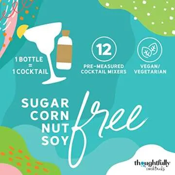 Thoughtfully Cocktails, Skinny Cocktail Mixer Set, Vegan and Vegetarian, Flavors Include Margarita, Moscow and More, Set of 12 (Contains NO Alcohol)