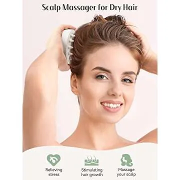 HEETA Scalp Massager 2 Pack for Hair Growth, Soft Silicone Bristles to Remove Dandruff and Relieve Itching, Scalp Scrubber for Hair Care Relax Scalp, Shampoo Brush for Wet Dry Hair, Beige & Green