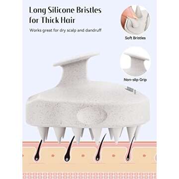 HEETA Scalp Massager 2 Pack for Hair Growth, Soft Silicone Bristles to Remove Dandruff and Relieve Itching, Scalp Scrubber for Hair Care Relax Scalp, Shampoo Brush for Wet Dry Hair, Beige & Green