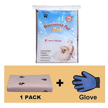 Washable Dog Pee Pads with Puppy Grooming Gloves,Puppy Pads,Reusable Pet Training Pads,Large Dog Pee Pad,Waterproof Pet Pads for Dog Bed Mat,Super Absorbing Whelping Pads