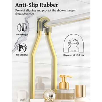 YASONIC Shower Caddy Hanging - Never Rust Shower Organizer - Aluminum over The shower head caddy with 10 Hooks for Razor/Sponge - Shower Rack with Soap Basket - Gold