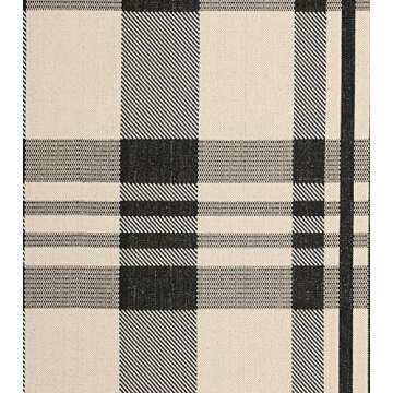 SAFAVIEH Courtyard Collection Accent Rug - 4' x 5'7", Black & Bone, Plaid Design, Non-Shedding & Easy Care, Indoor/Outdoor & Washable-Ideal for Patio, Backyard, Mudroom (CY6201-216)
