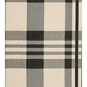 SAFAVIEH Courtyard Collection Accent Rug - 4' x 5'7", Black & Bone, Plaid Design, Non-Shedding & Easy Care, Indoor/Outdoor & Washable-Ideal for Patio, Backyard, Mudroom (CY6201-216)