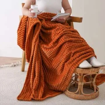 Simple&Opulence Burnt Orange Throw Blanket for Couch-Super Soft Fluffy Blankets for Women 50x70 Inches Cozy Lightweight Fleece Blanket for Home Decor