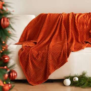 Simple&Opulence Burnt Orange Throw Blanket for Couch-Super Soft Fluffy Blankets for Women 50x70 Inches Cozy Lightweight Fleece Blanket for Home Decor