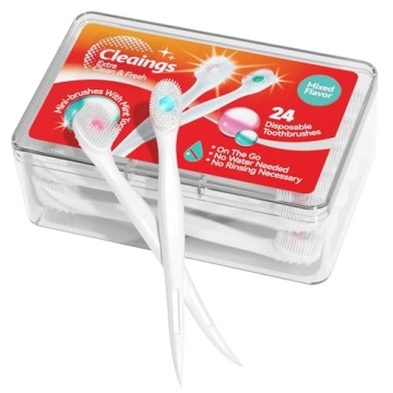 cleaings® Mini Brushes-Disposable Toothbrushes with Toothpaste and Pick for Work or Travel, 24 Coun...