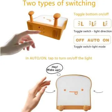 Cute LED Toast Night Light - Rechargeable & Portable