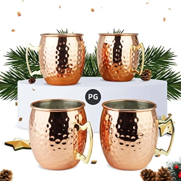 PG Moscow Mule Mugs Set of 4 Copper Plated 19 oz