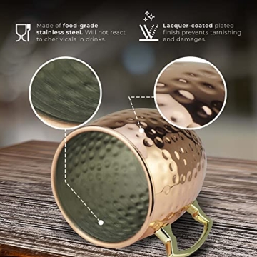 PG Moscow Mule Mugs Set of 4 Copper Plated 19 oz