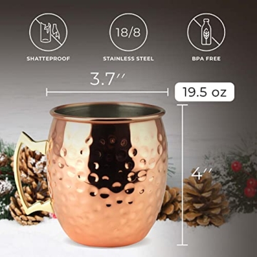 PG Moscow Mule Mugs Set of 4 Copper Plated 19 oz