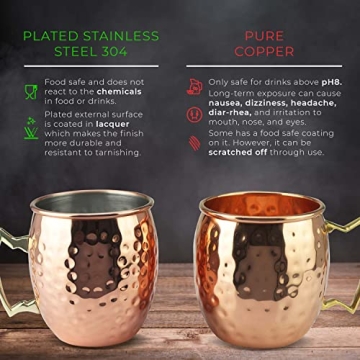 PG Moscow Mule Mugs Set of 4 Copper Plated 19 oz