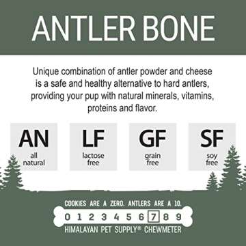 Antler and Himalayan Cheese Dog Chew | Long Lasting, Stain Free, Protein Rich, Low Odor | 100% Natural, Healthy & Safe | No Lactose, Gluten Or Grains | Antler Bone | for Dogs 45 Lbs & Smaller