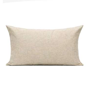 All Smiles Lumbar Throw Pillow Covers 12x20 Set of 2 Linen Beige Rectangle Pillow Cases Burlap Oblon...