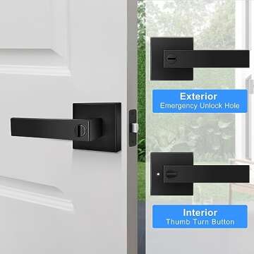 Onateel 6-Pack Modern Black Door Handles for Stylish Interiors