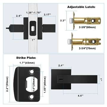 Onateel 6-Pack Modern Black Door Handles for Stylish Interiors