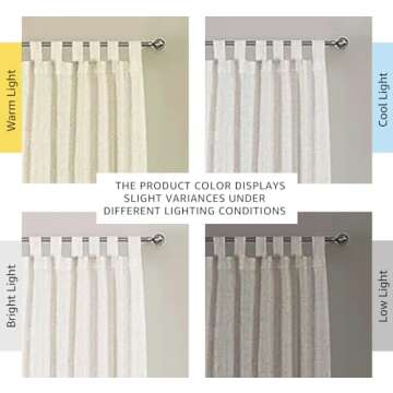 H.VERSAILTEX Natural Linen Tab Top Curtains 84 Inch Length for Living Room 2 Panel Drape Semi Sheer Neutral Country Rustic Farmhouse Boho Curtain Bedroom Muslin Look Light Filtering, Heathered Natural