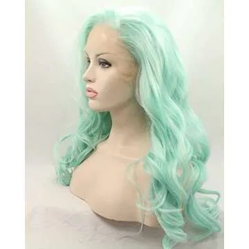 Yinuozhogntian Ombre Green Lace Front Wig for Daily Use