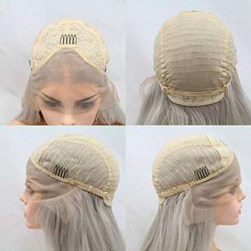 Yinuozhogntian YNZT-Female Long Wave Synthetic Lace Front Wigs for Daily Cosplay Party Use (Ombre Green 2 Tone)