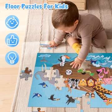 LovesTown Floor Puzzles for Kids - Jumbo Animal Educational Learning Toy
