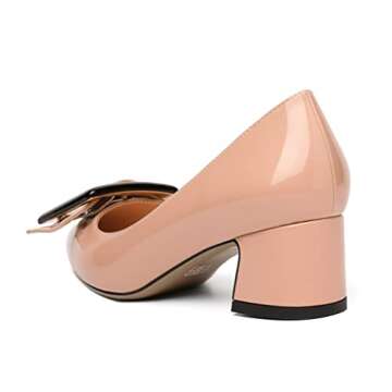 Eldof Pointed Toe Pumps,Classy 2 Inches Block Heel Chic Pumps, Confort Buckle Heel for Office Wedding Dress