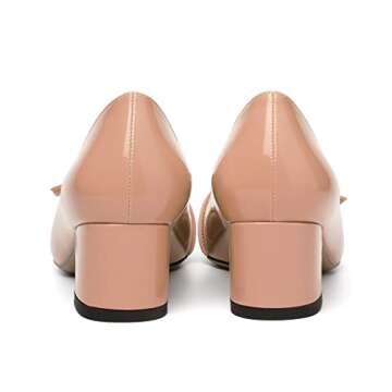 Eldof Pointed Toe Pumps,Classy 2 Inches Block Heel Chic Pumps, Confort Buckle Heel for Office Wedding Dress