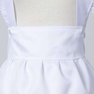 Fancy Cute White Retro Frilly Adorable Maid Waitress Aprons Vintage Costume Bow Headdress Set(Adjustable Bow)