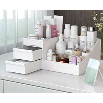 Onwon 1 PCS Drawer Type Cosmetics Storage Box Dormitory Desktop Finishing Dresser Skin Care Lipstick Plastic Shelf