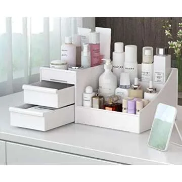 Onwon 1 PCS Drawer Type Cosmetics Storage Box Dormitory Desktop Finishing Dresser Skin Care Lipstick Plastic Shelf