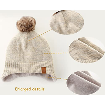 Moon Kitty Baby Boys Warm Ear Flap Beanie Beige