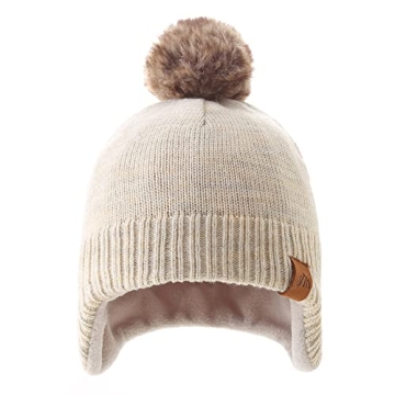 Moon Kitty Baby Boys Warm Ear Flap Beanie Beige