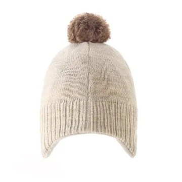 Moon Kitty Baby Boys Warm Ear Flap Beanie Beige