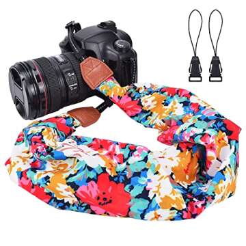 LIFEMATE Scarf Camera Strap,DSLR Camera Strap Universal Neck Strap,Fabric Of Bohemia Floral Scarf Camera Strap For Women (ethnic flower1)