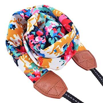 LIFEMATE Scarf Camera Strap,DSLR Camera Strap Universal Neck Strap,Fabric Of Bohemia Floral Scarf Camera Strap For Women (ethnic flower1)