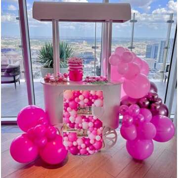 Pink Balloons Metallic Pink Balloon, 50Pcs 12Inch Hot Pink Chrome Pink Latex Balloons Baby Pink Balloons and Dark Magenta Pink Balloons for Birthday Baby Shower Princess Party Decorations